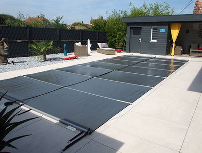 ROLLSCHUTZABDECKUNG STARLIGHT Lichtgrau Sicherheitsabdeckung für Pools inkl. Handkurbel