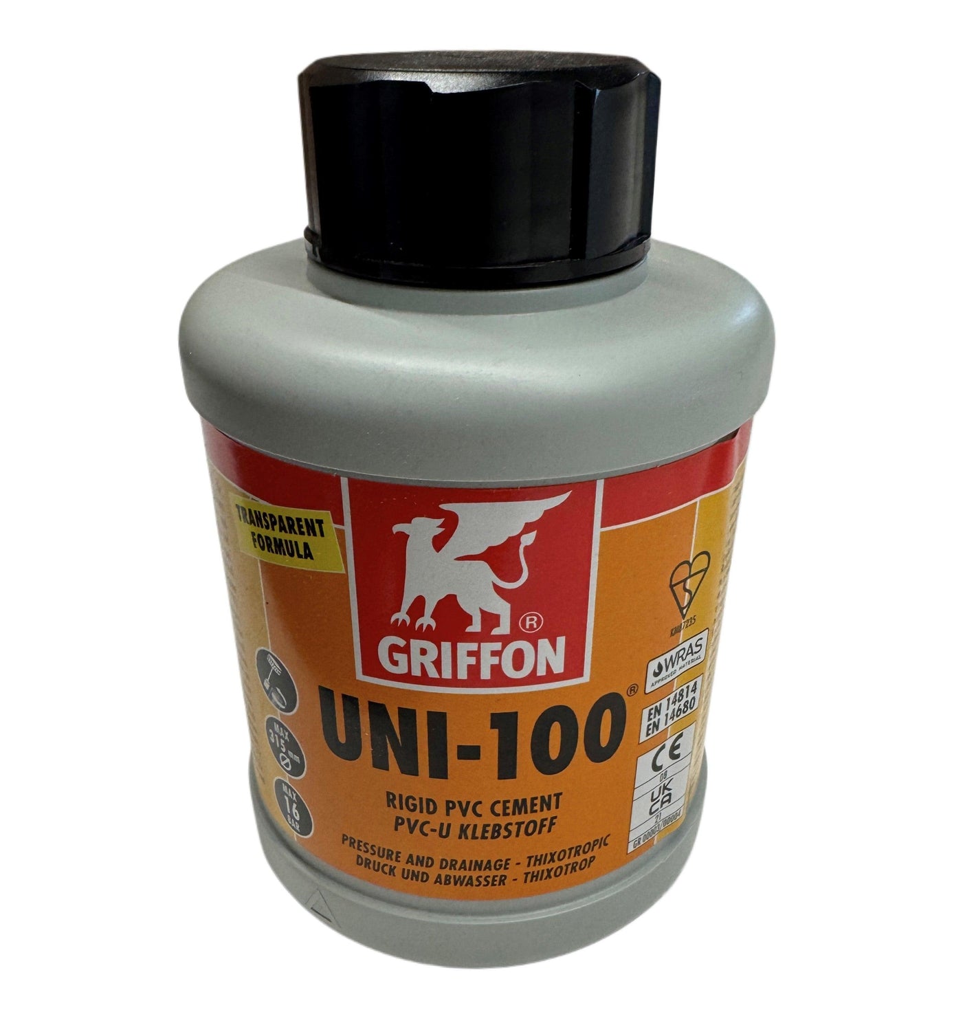 Griffon Uni-100 PVC-Klebstoff für Poolverrohrung 500ml mit Pinsel - Poolteg Shop